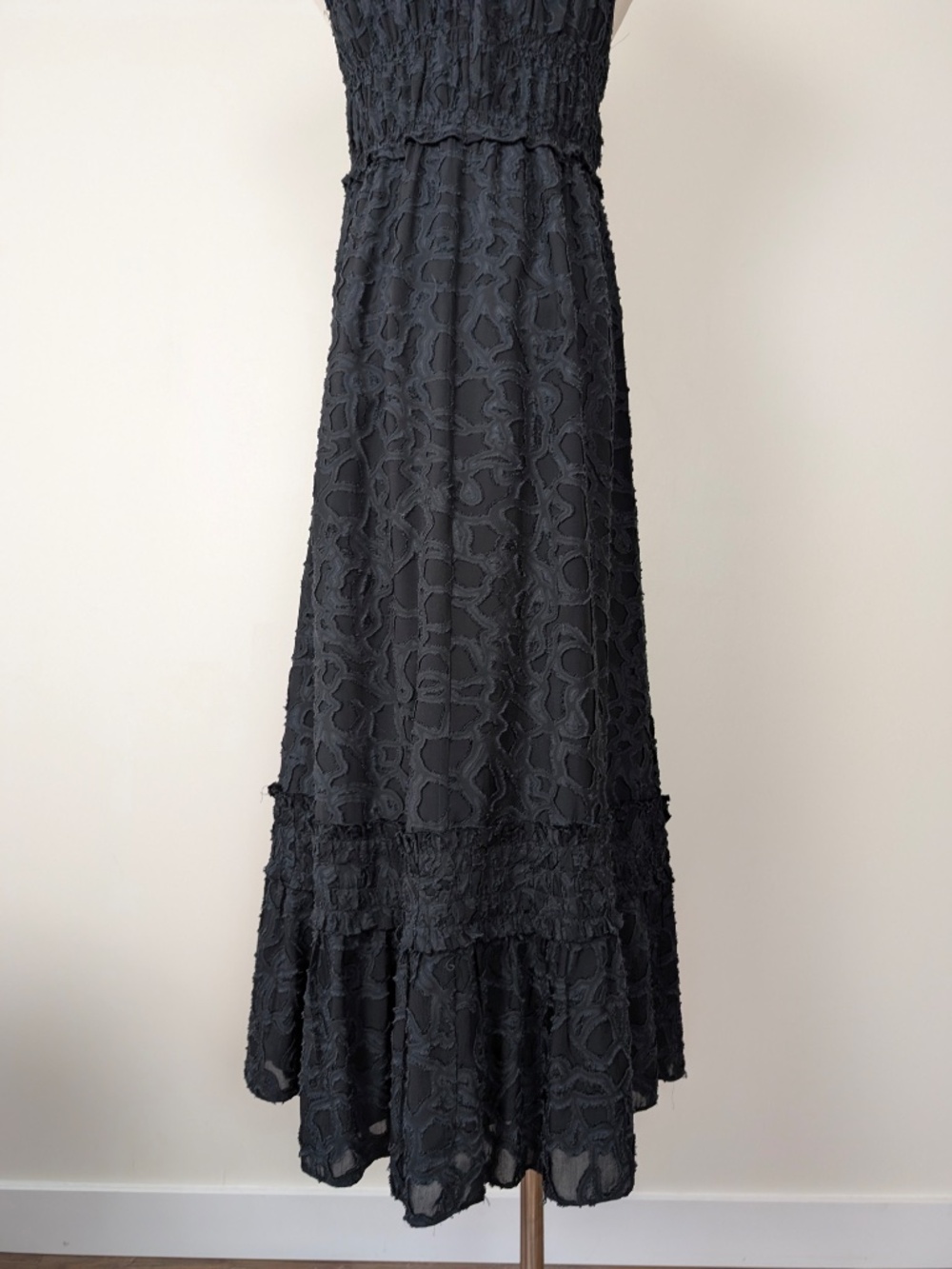 Club Monaco Black Smocked Midi Dress Formal Size XS High Neck - Picture 3 of 14